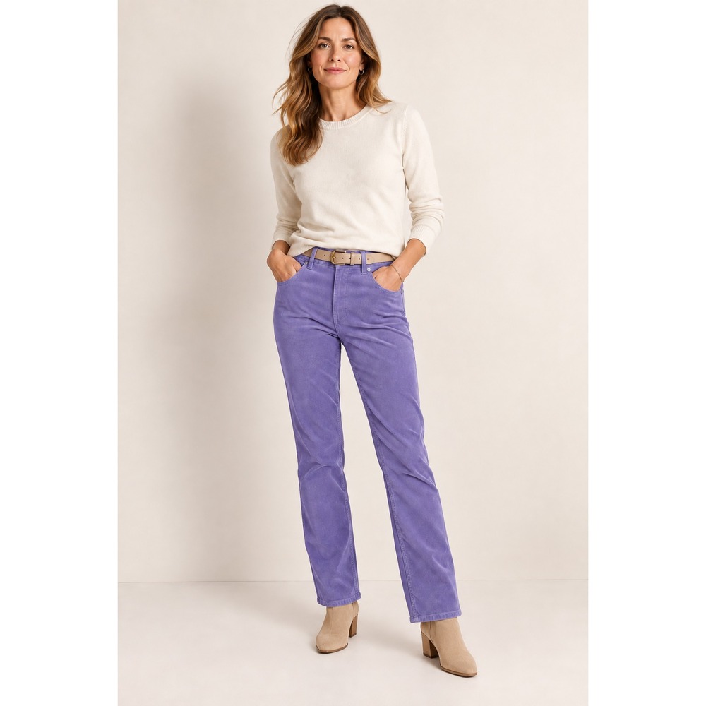 Talbots Corduroy Pants Womens 16 Lilac Purple 5 Pocket Straight Leg Stretch